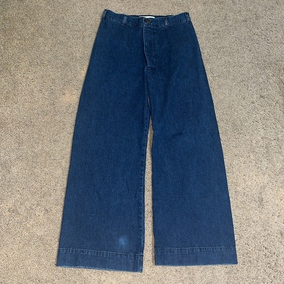 THE GREAT. The Seafair Jean Ultrahigh Wide Leg Jean Blue Grass Wash 26 - Picture 5 of 13